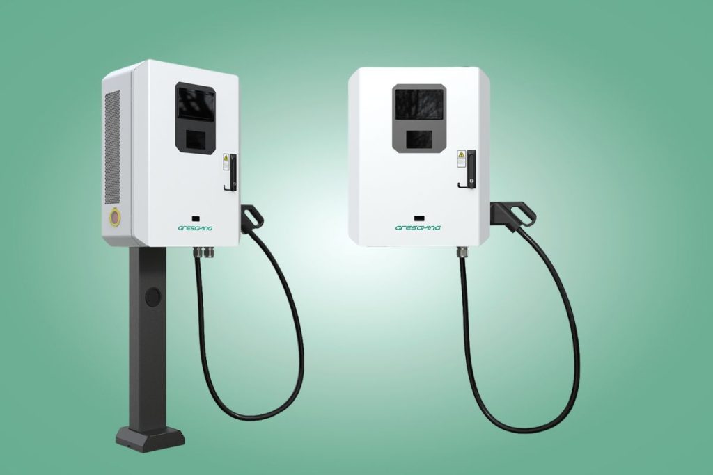 EV Bowser 30kW DC charger — pedestal mount and wall mount options